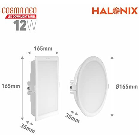 Halonix Cosma Neo 12W 6500K white Recess Round led downlighter | Pack of 1 | Cut Out 5.7 inch | LED Ceiling Light for Home and Hall