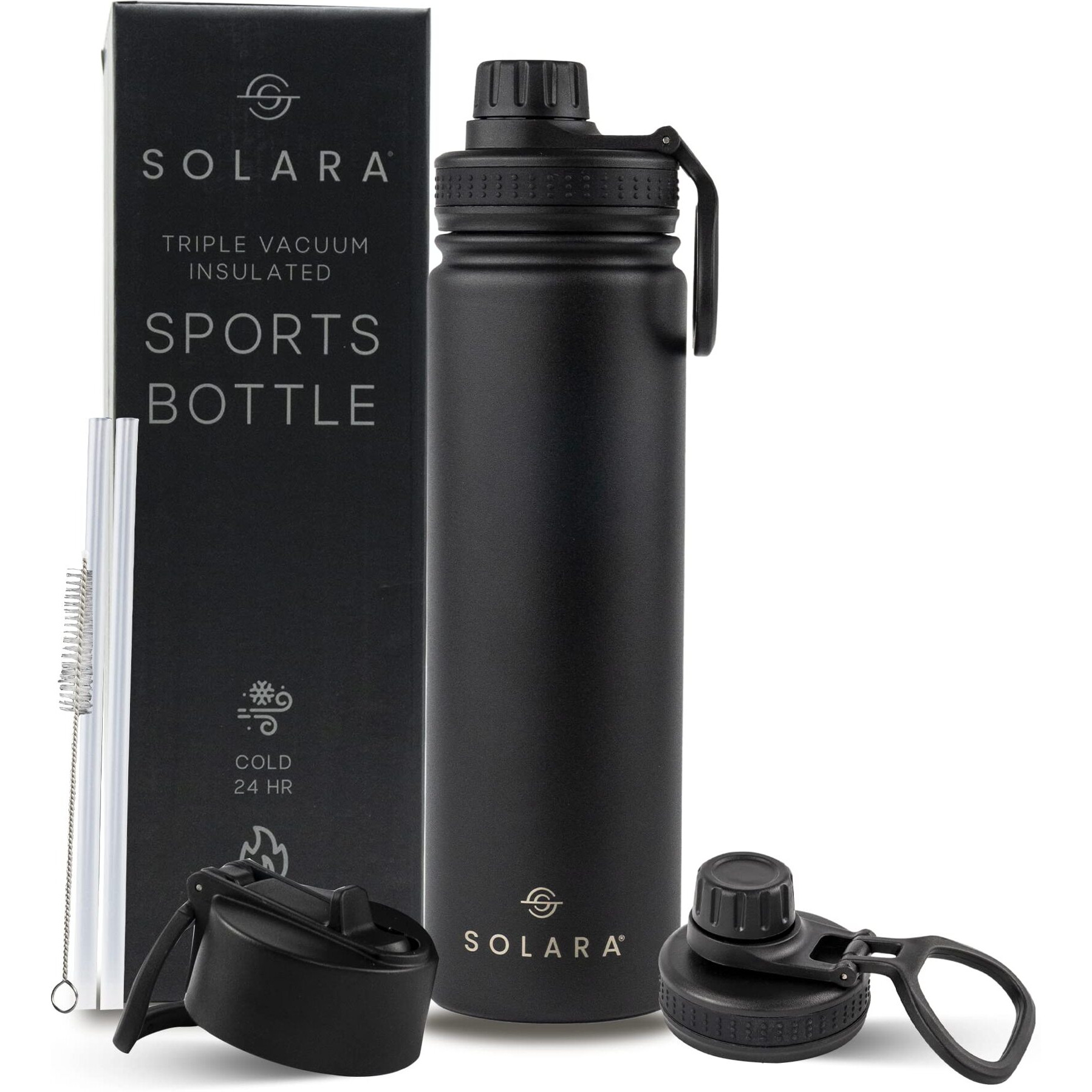 SOLARA Insulated Water Bottle 650ml, Hot Water Bottle, Thermosteel Water Bottle for Travel, Home, Office, School, Gym, Adults, Water Bottle Hot and Cold, Sipper Bottle, Black Knight