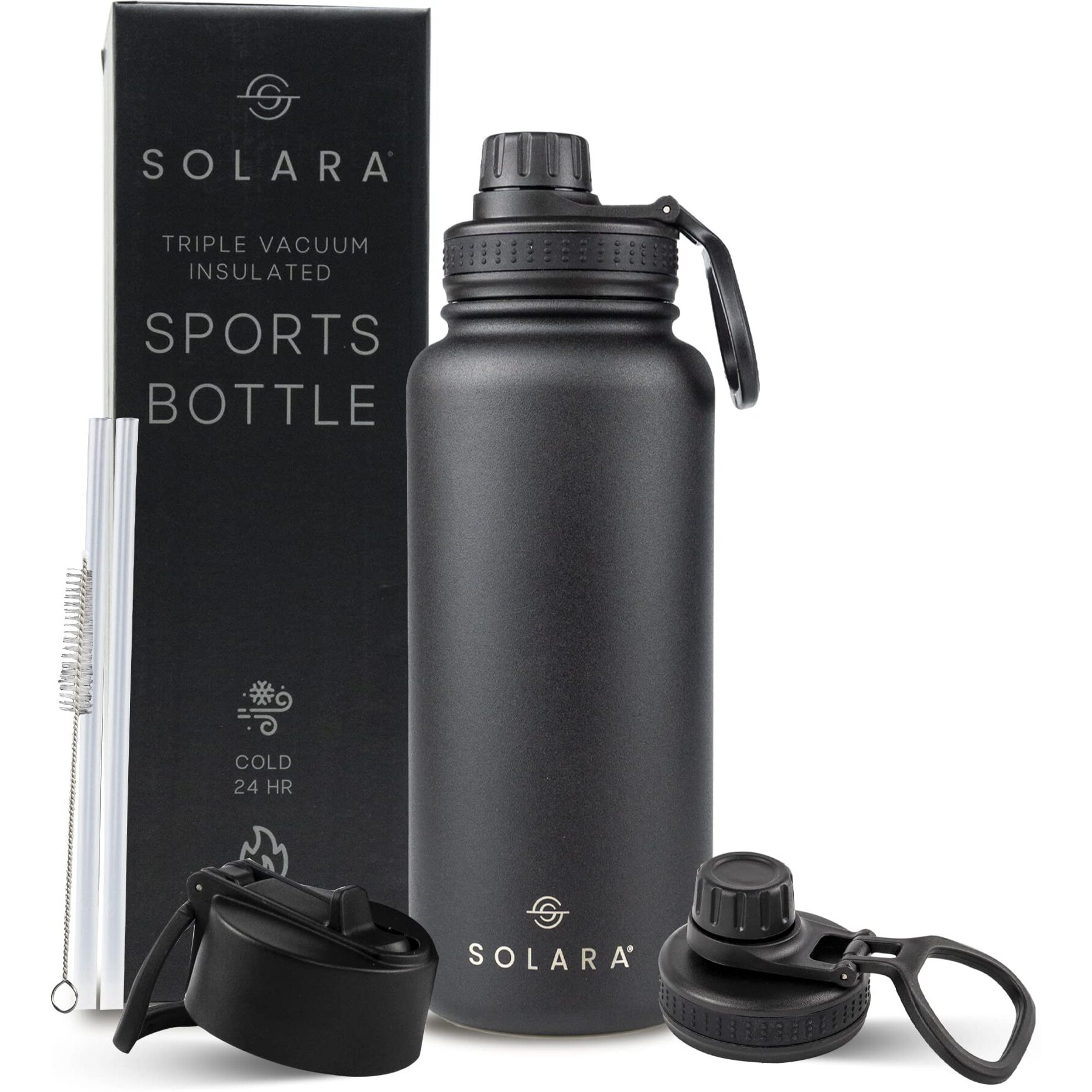 SOLARA Insulated Water Bottle 1000ml, Hot Water Bottle, Thermosteel Water Bottle for Travel, Home, Office, School, Gym, Adults, Water Bottle Hot and Cold, Sipper Bottle, Black Knight