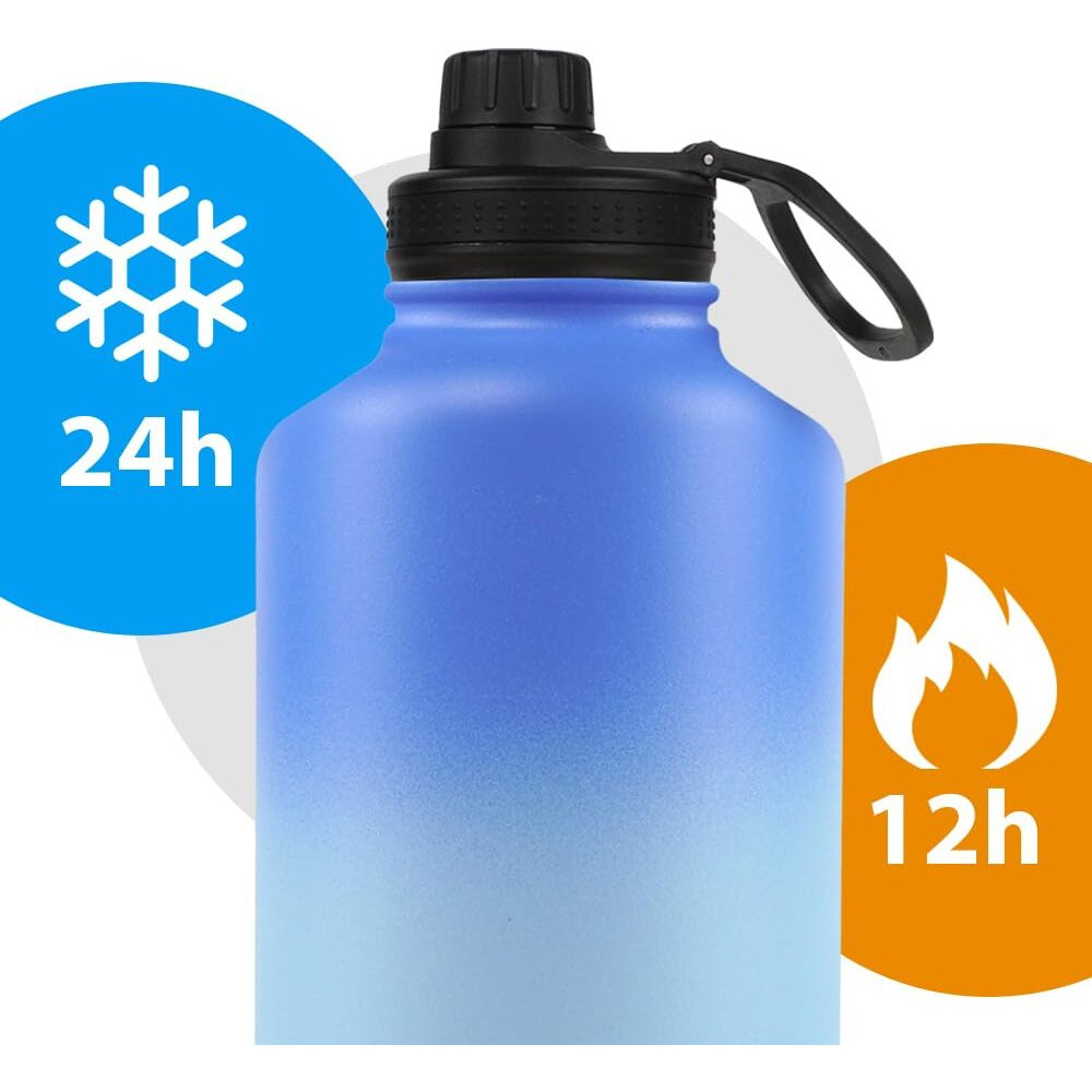 SOLARA Insulated Water Bottle 2000ml, Hot Water Bottle, Thermosteel Water Bottle for Travel, Home, Office, School, Gym, Adults, Water Bottle Hot and Cold, Sipper Bottle, Blue Wave