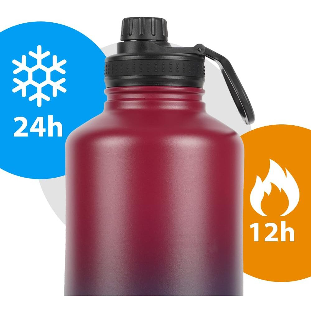 SOLARA Insulated Water Bottle 2000ml, Hot Water Bottle, Thermosteel Water Bottle for Travel, Home, Office, School, Gym, Adults, Water Bottle Hot and Cold, Sipper Bottle, Dark Intentions