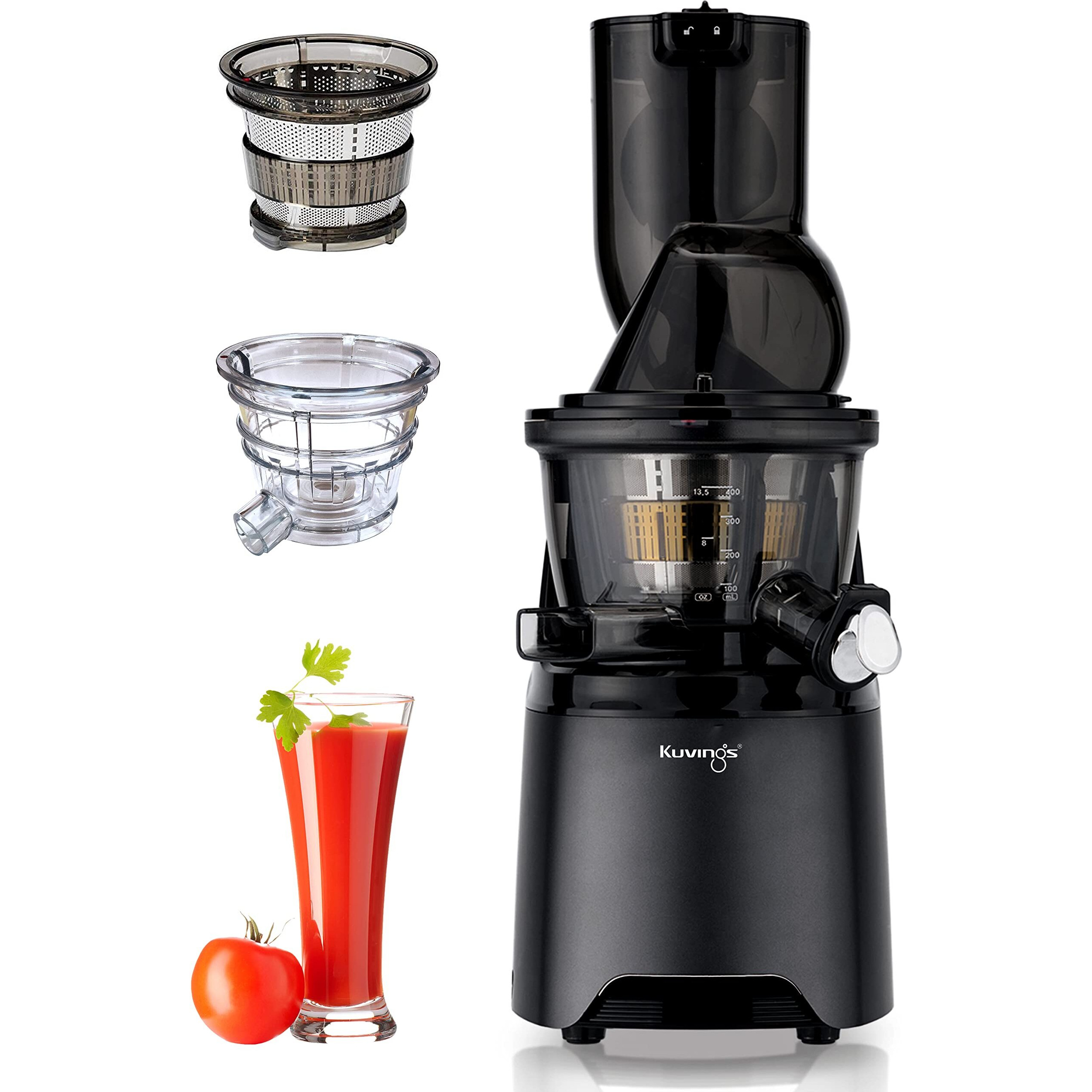 Kuvings Evo810 Black Professional Cold Press Whole Slow Juicer, WorldS Only Juicer With Patented Rubber & Silicon-Free Technology, 12 Years Warranty (Evo810 Black + Smoothie & Sorbet) - 240 Watts