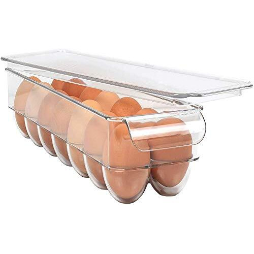 LISHONN Acrylic Rectangular Egg Storage Box Or Egg Trays For Refrigerator With Lid & Handles Egg Tray Box For 14 Egg, Clear, Unbreakable