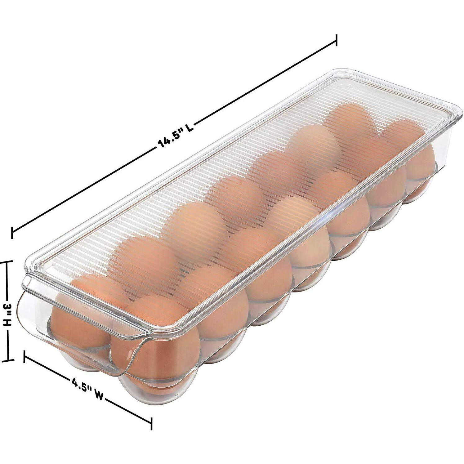LISHONN Acrylic Rectangular Egg Storage Box Or Egg Trays For Refrigerator With Lid & Handles Egg Tray Box For 14 Egg, Clear, Unbreakable