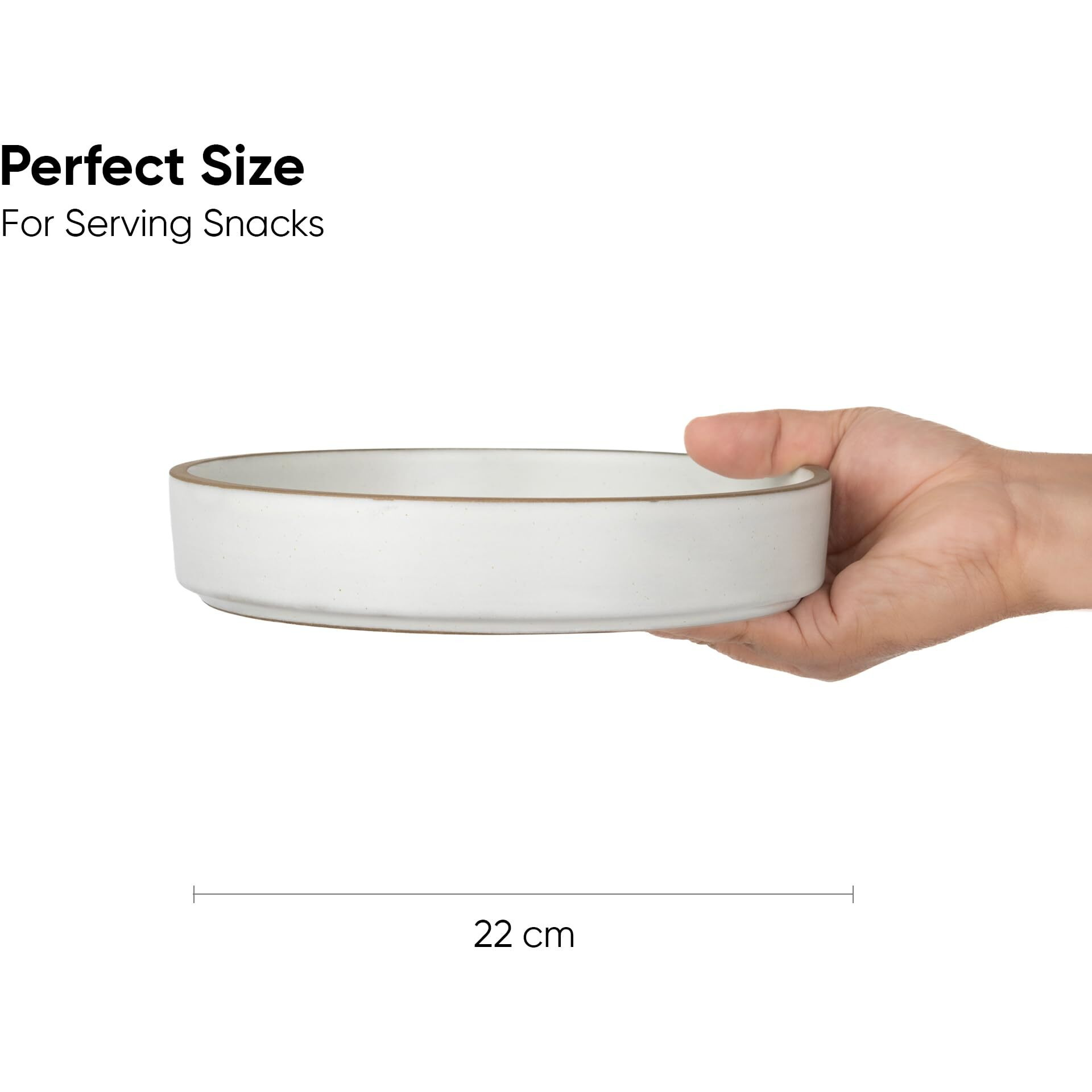 Shay Stackable Ceramic Pasta Bowl Set, 22cm, 2 Pieces, White | Matte Finish | Ceramic Pasta Plate | Deep Plate | Ceramic Bowl | Pasta Serving Plate (Stackable Pasta Plate - White Rim)