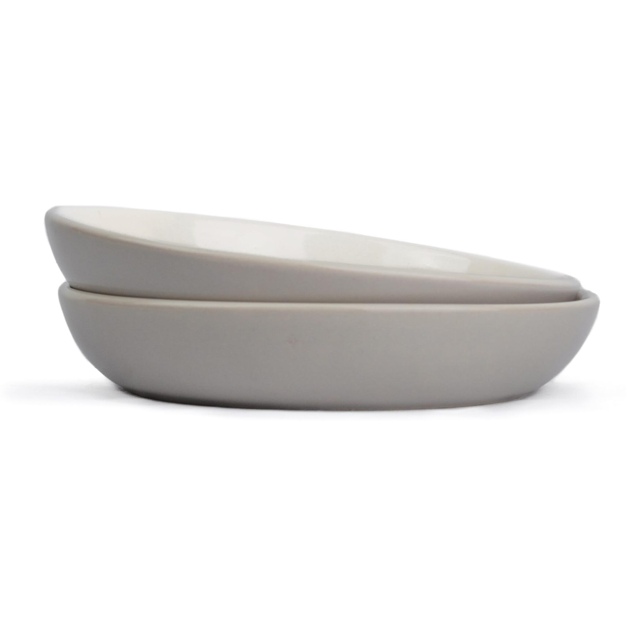 Shay Ceramic Pasta Bowl Set, 22Cm, 2 Pc S, Grey Outside | Glossy Finish | Stoneware Ceramic Serving Bowls | Pasta Plate | Deep Plate | Ceramic Bowl | Pasta Serving Plate (Pasta Plate - Grey) - 300 Ml