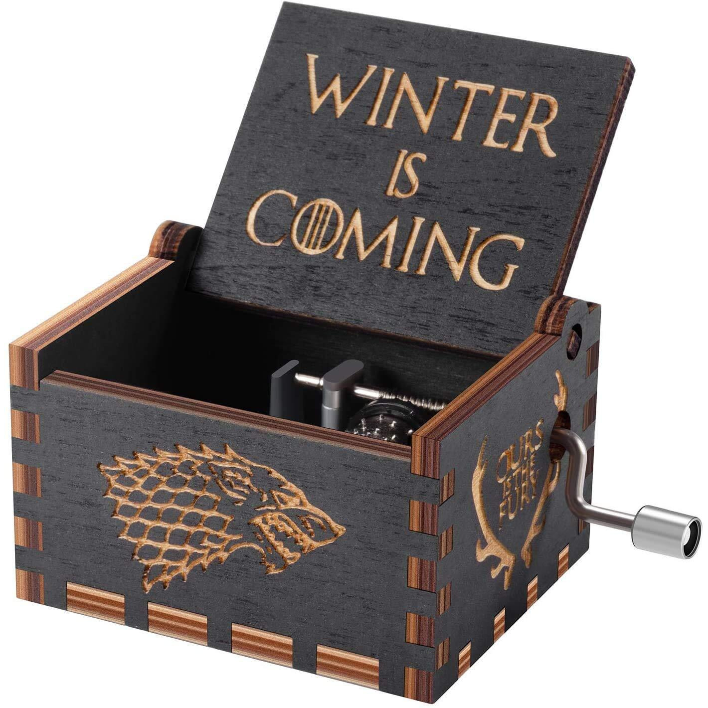 EITHEO Wooden Music Box Antique Carved Hand Crank GOT- Winter is Coming Theme Music Box