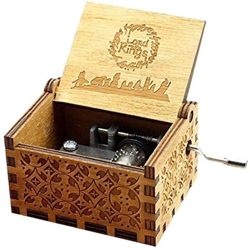 EITHEO Kid Wooden Antique Carved Hand Crank Multicolor Lord Of The Rings Theme Music Box