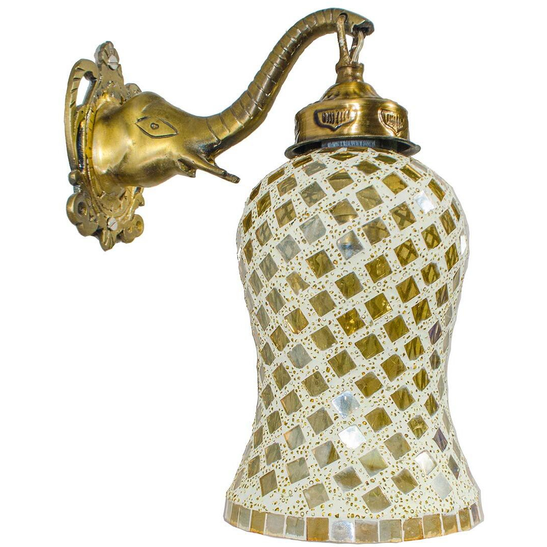 DEVBEADS Hurricane Elephant Trunk Wall Bracket Glass Mosaic Light Lamp (Golden Wave, 19cm, GMF08G21B1)