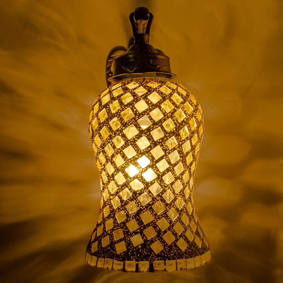 DEVBEADS Hurricane Elephant Trunk Wall Bracket Glass Mosaic Light Lamp (Golden Wave, 19cm, GMF08G21B1)