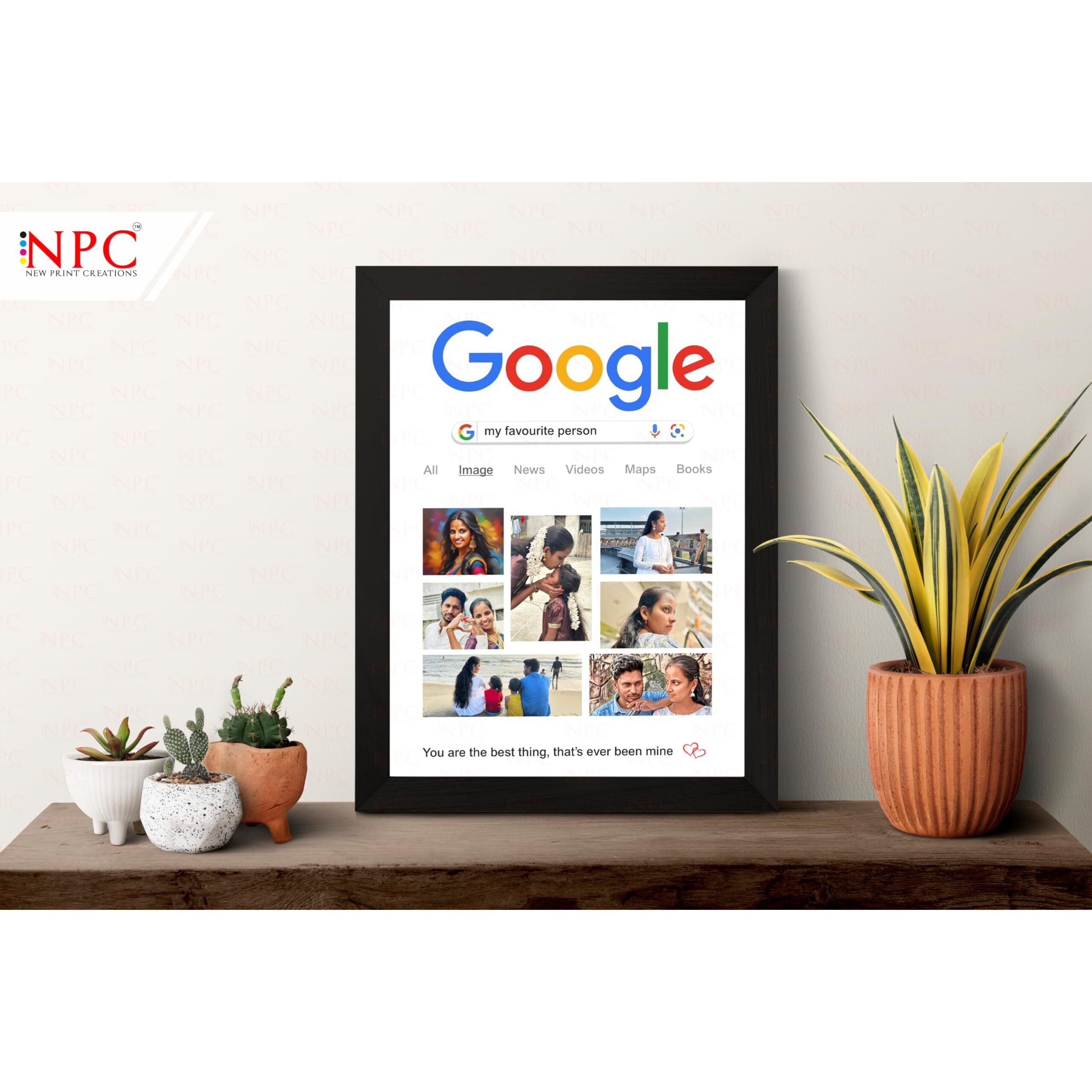Google Search Photo for Special Person | 34 * 24 CM | Wedding Gift, Anniversary Gift | Personalised text | Birthday Gift | Photo Frame | Wooden Frame (Google Search Theme - Medium 34.5*24 CM)