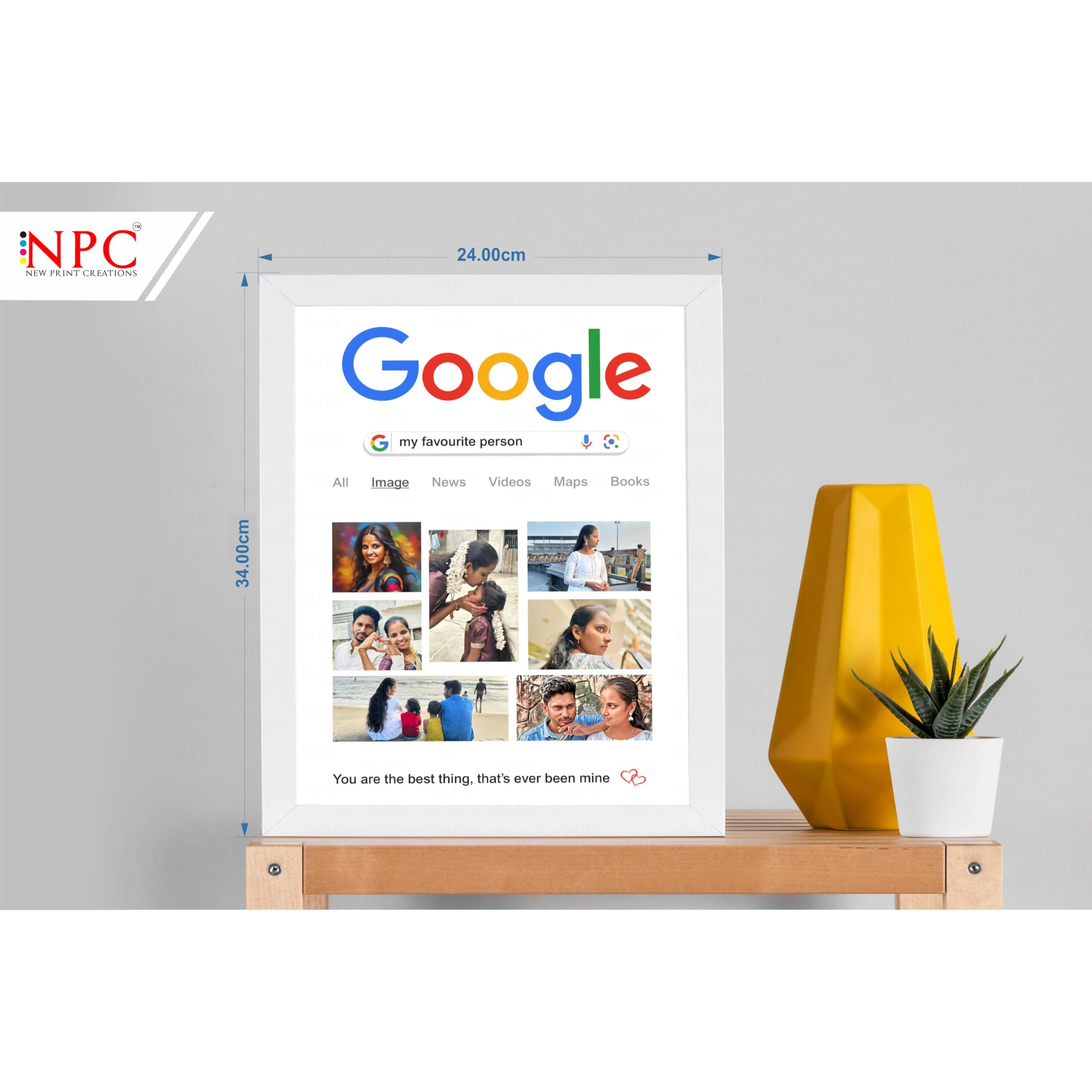 Google Search Photo for Special Person | 34 * 24 CM | Wedding Gift, Anniversary Gift | Personalised text | Birthday Gift | Photo Frame | Wooden Frame (Google Search Theme - Medium 34.5*24 CM)