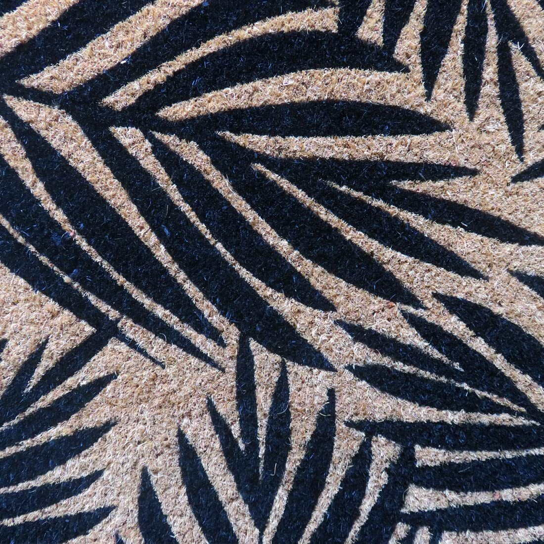ATMAH Black Leaves Coir Doormat 35cm X 60cm