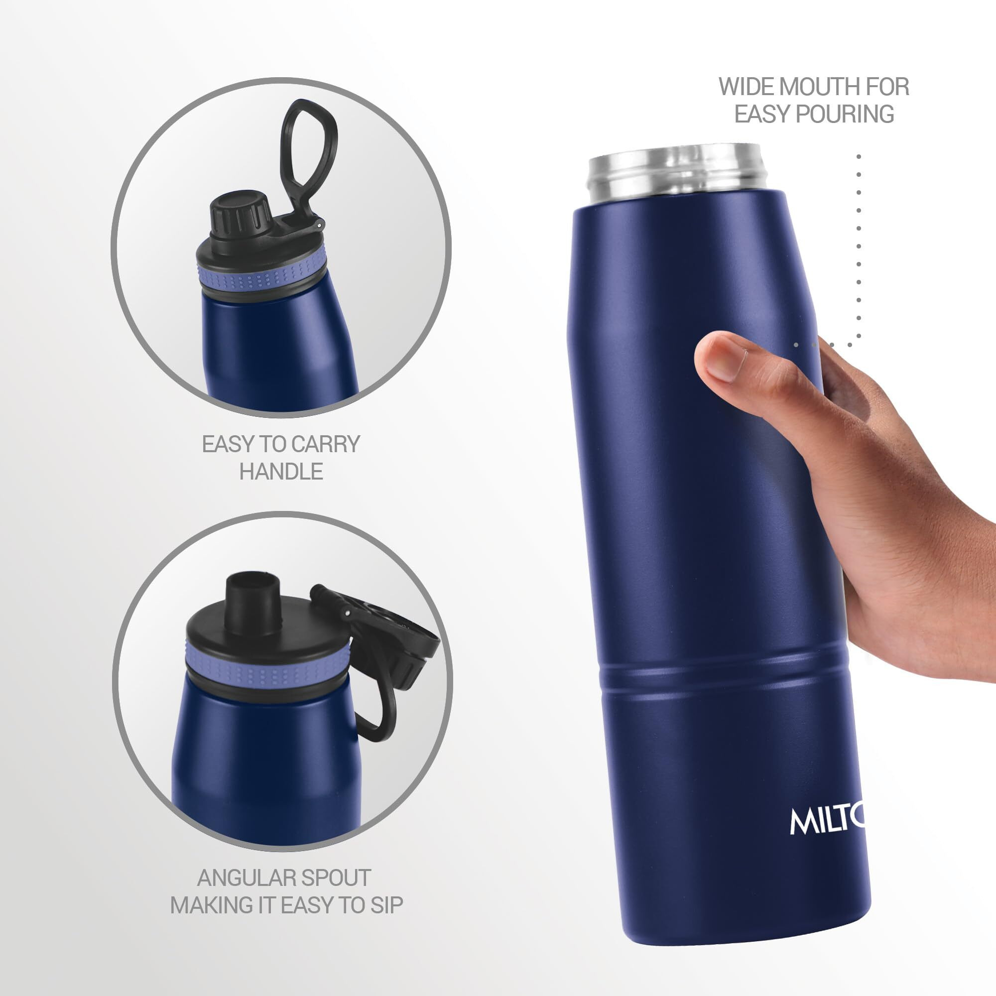 Milton Sparkle 900 Thermosteel Insulated Water Bottle, 925 ml, Blue | Hot and Cold | Leak Proof | Office Bottle | Sports | Home | Kitchen |Travel | Easy to Carry | Rust Proof