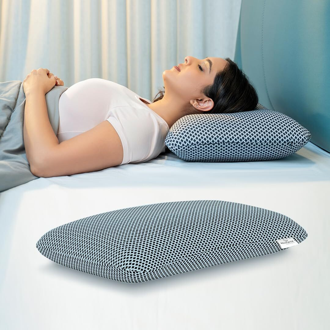 WELLGIVER ComfortCloud Orthopedic Memory Foam Pillows | Cervical Pillow for Neck and Shoulder Pain with Removable Zipper Cover (ComfortCloud-Midnight Blue-Pack of 1)