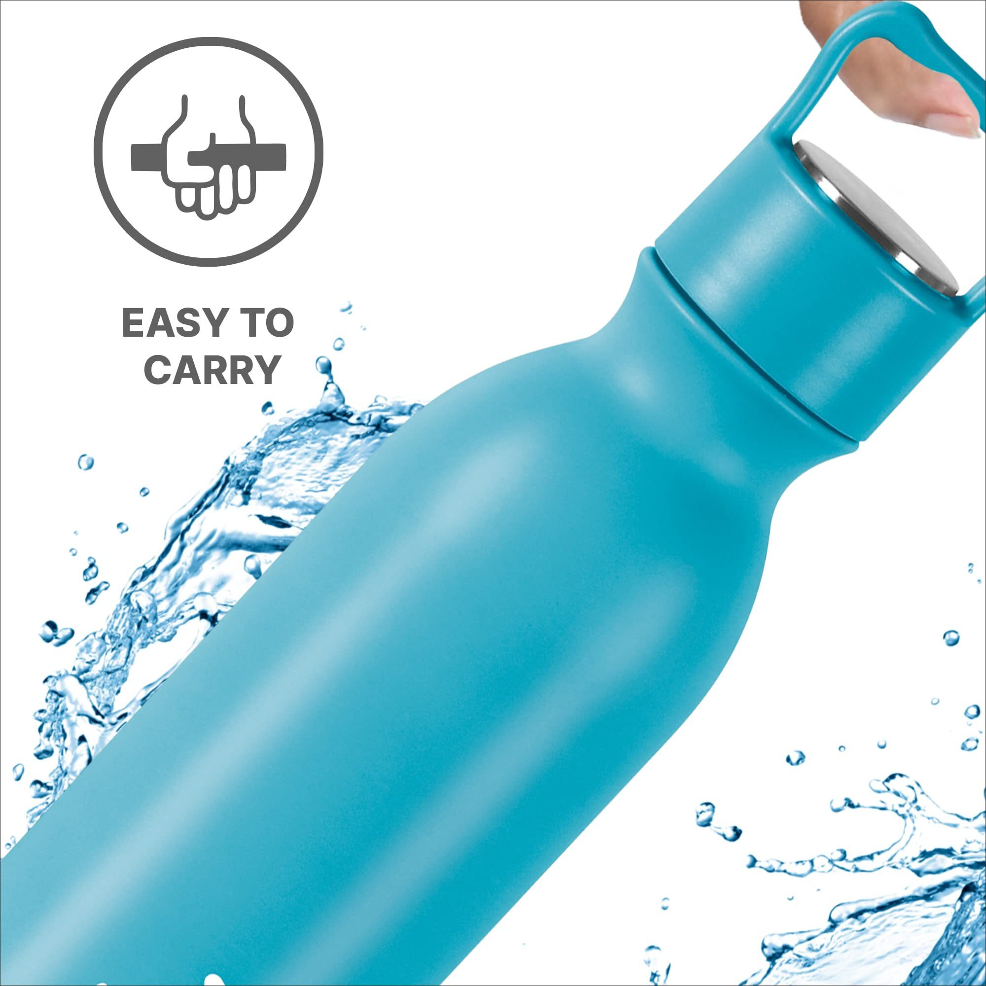 Milton Alice 750 Thermosteel Bottle, 710 ml, Blue | 24 Hours Hot and Cold | Easy to Carry | Rust Proof | Tea | Coffee | Office| Gym | Home | Kitchen | Hiking | Trekking | Travel Bottle