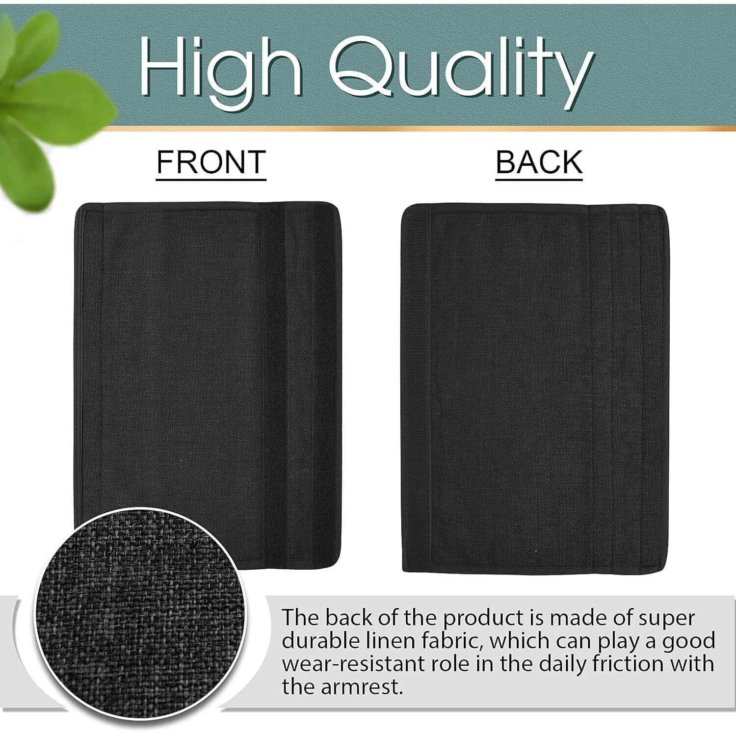 Nihspruhay Cotton Office Chair Armrest Pads, Adjustable Comfy Ergonomic Chair Arm Rest Covers, Removable Elbows Support and Forearms Pressure Relief, Set of 2, Black