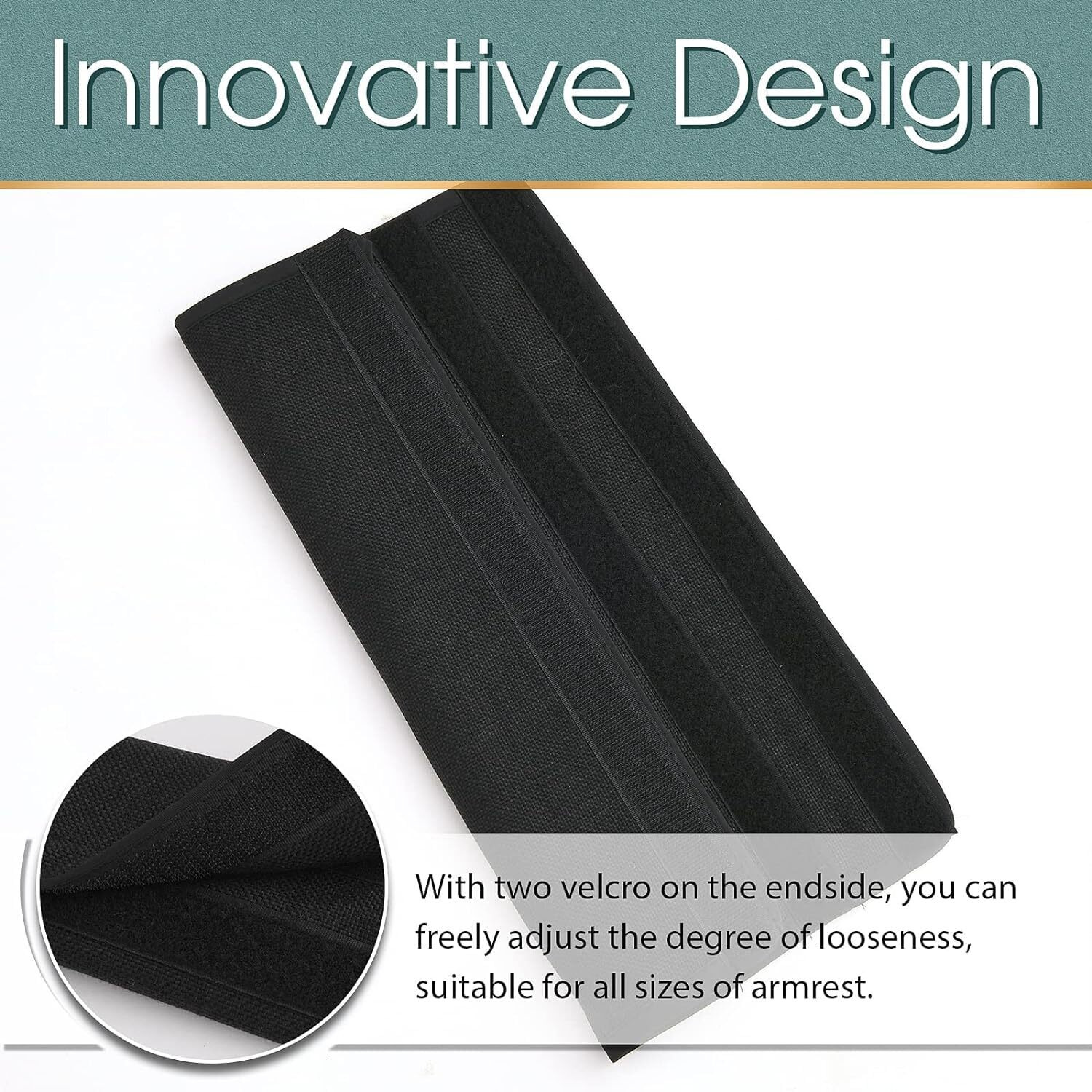 Nihspruhay Cotton Office Chair Armrest Pads, Adjustable Comfy Ergonomic Chair Arm Rest Covers, Removable Elbows Support and Forearms Pressure Relief, Set of 2, Black