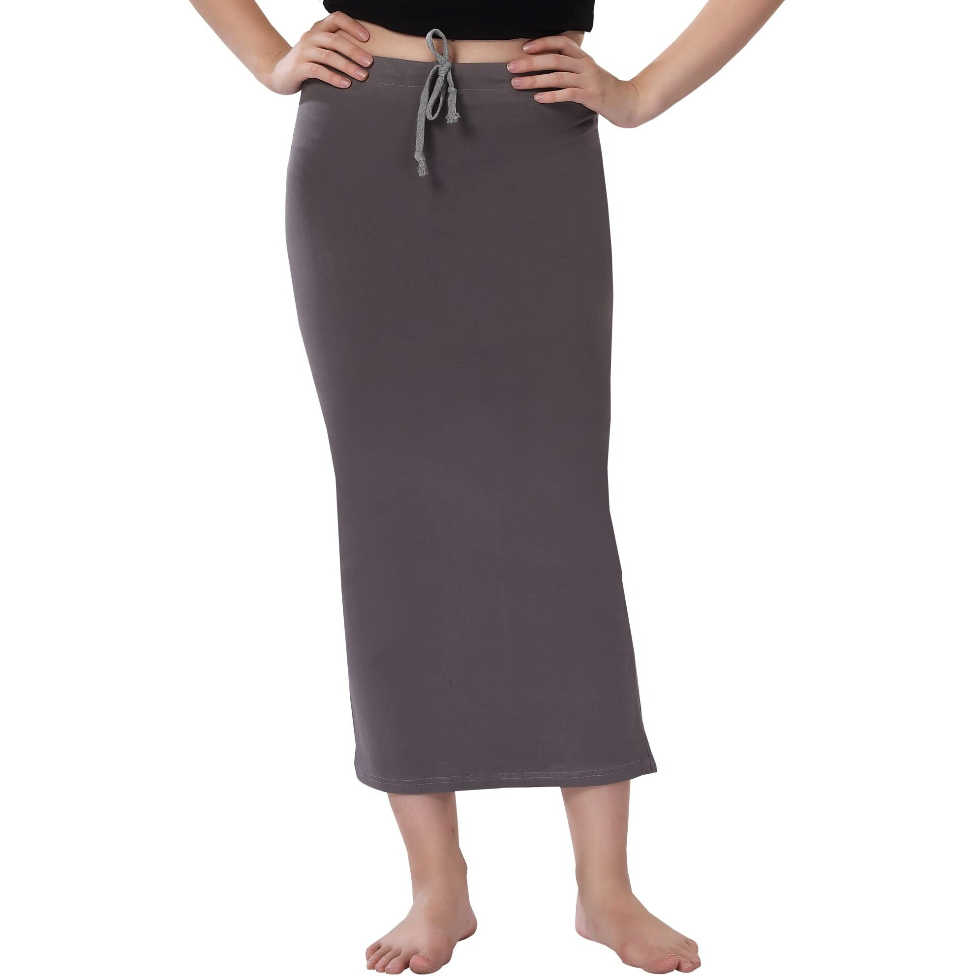 XOYA Cotton Lycra Saree Shapewear for WomenStraight Fit Petticoat Saree Silhouette Shape Wear Dress for Saree - Grey S