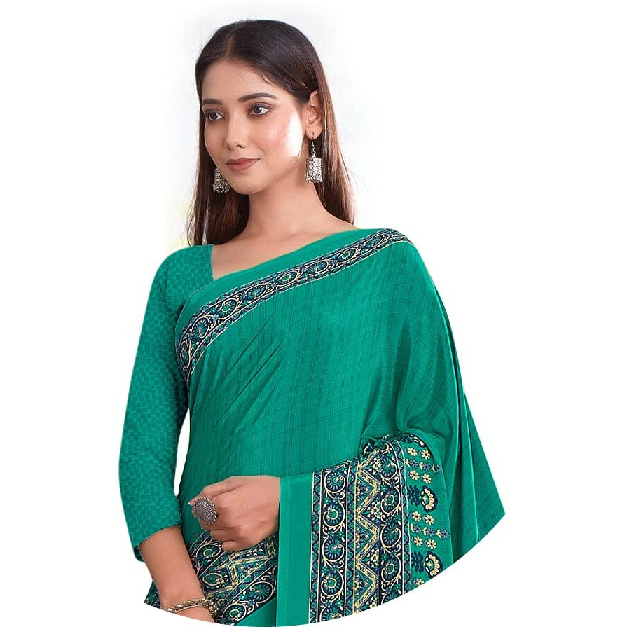 Jaanvi Fashion Womens Crepe Saree With Unstitched Blouse Piece(pearl-silk-9002-c)