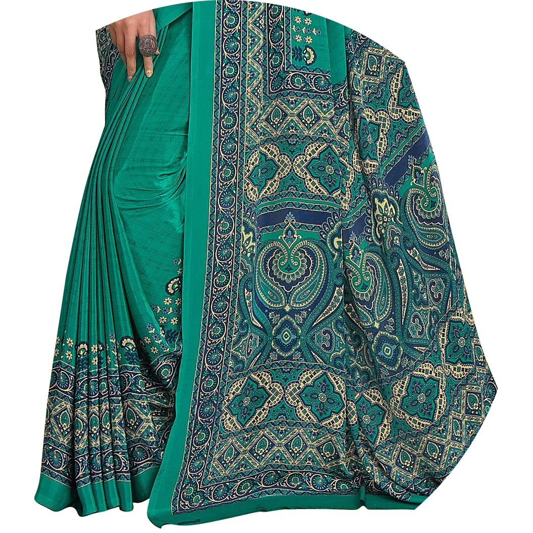 Jaanvi Fashion Womens Crepe Saree With Unstitched Blouse Piece(pearl-silk-9002-c)