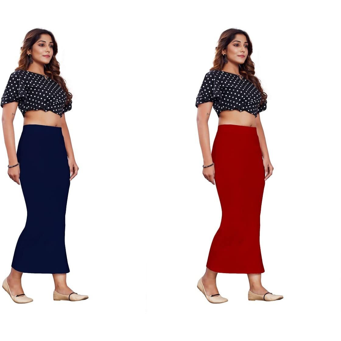 KASHIKAY Microfiber Saree Shapewear,Petticoat,Skirts for Women, Cotton Blended Shape Wear for Saree (XXL, Navy Blue & Maroon)