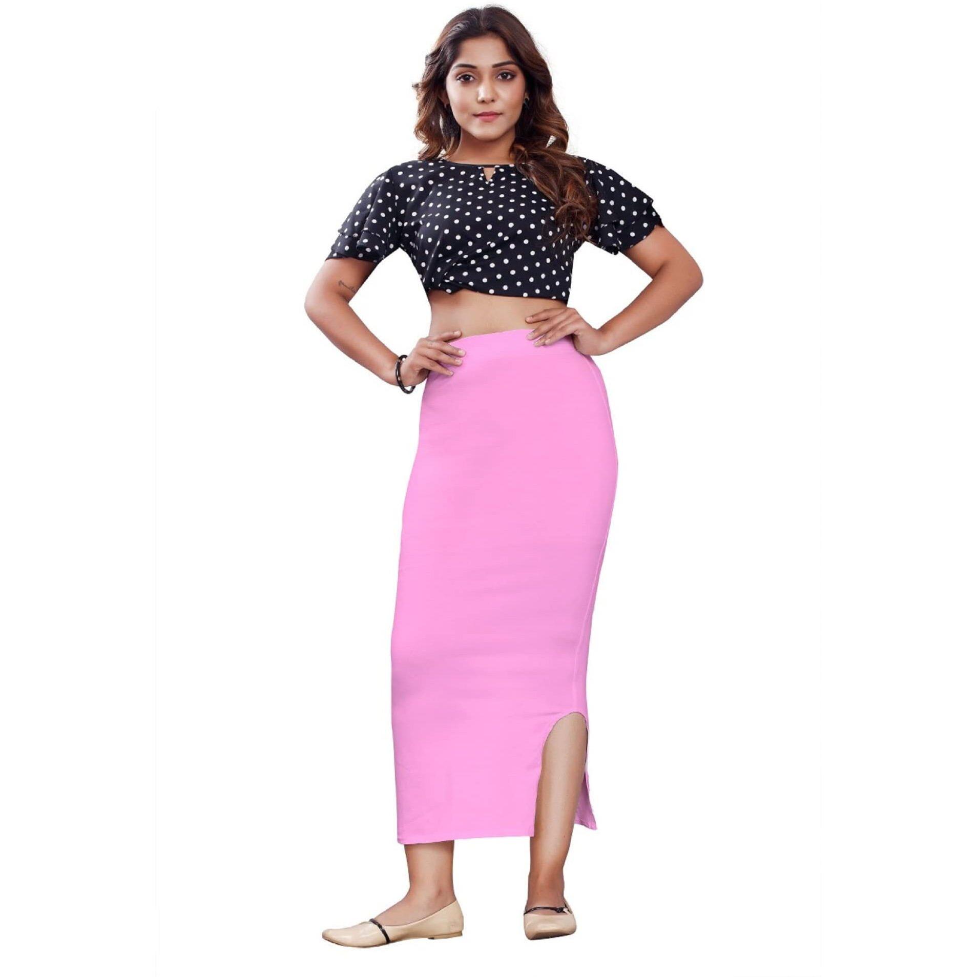 KASHIKAY Microfiber Saree Shapewear,Petticoat,Skirts for Women, Cotton Blended Shape Wear for Saree (3XL, Baby Pink)