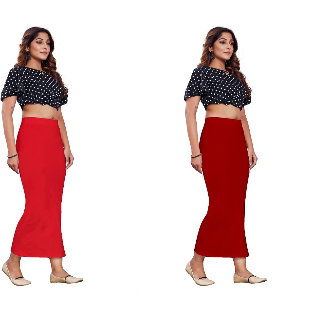 KASHIKAY Microfiber Saree Shapewear,Petticoat,Skirts for Women, Cotton Blended Shape Wear for Saree (L, RED & Maroon)