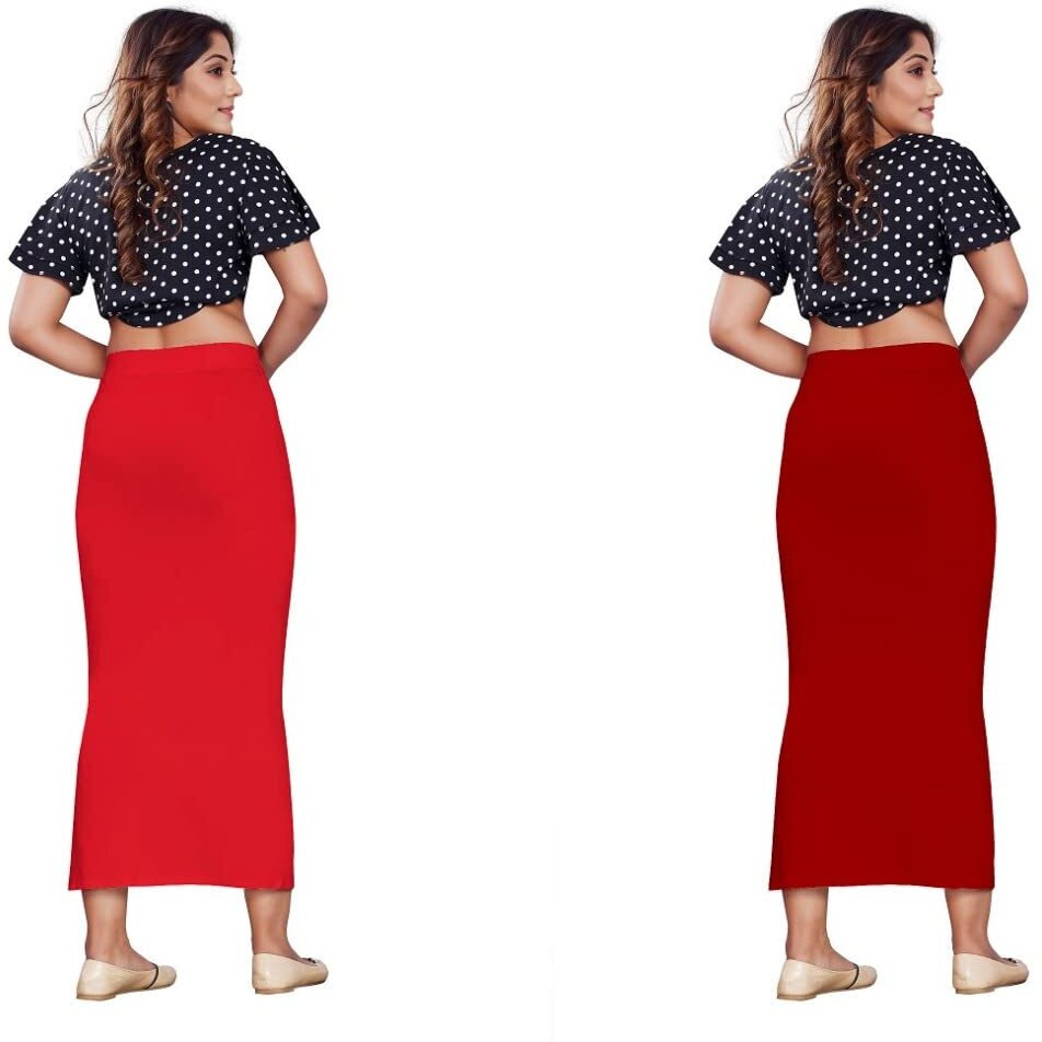 KASHIKAY Microfiber Saree Shapewear,Petticoat,Skirts for Women, Cotton Blended Shape Wear for Saree (L, RED & Maroon)