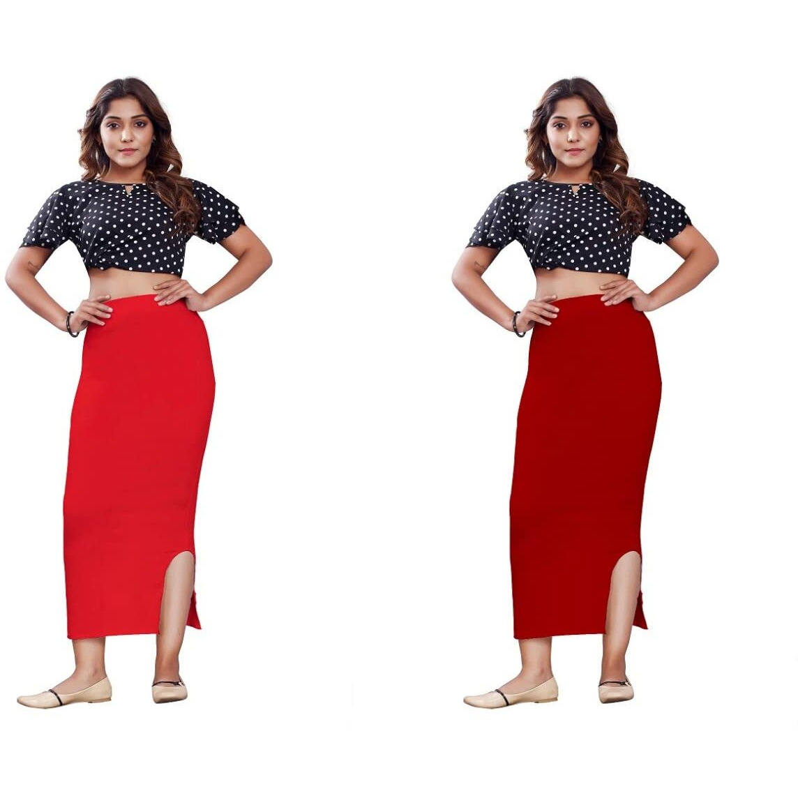 KASHIKAY Microfiber Saree Shapewear,Petticoat,Skirts for Women, Cotton Blended Shape Wear for Saree (L, RED & Maroon)