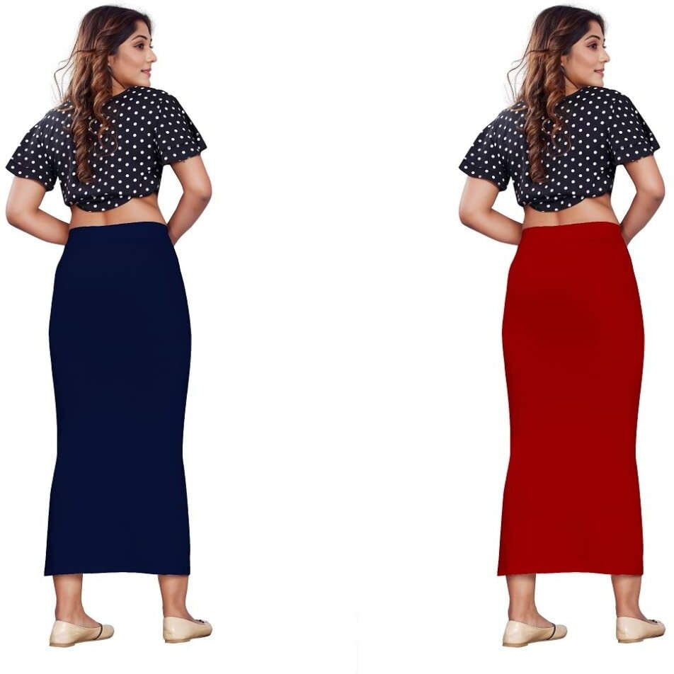 KASHIKAY Microfiber Saree Shapewear,Petticoat,Skirts for Women, Cotton Blended Shape Wear for Saree (S, Navy Blue & Maroon)