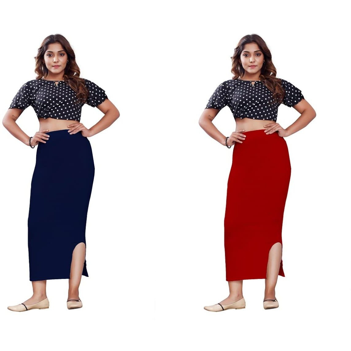 KASHIKAY Microfiber Saree Shapewear,Petticoat,Skirts for Women, Cotton Blended Shape Wear for Saree (S, Navy Blue & Maroon)