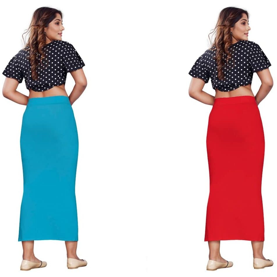 KASHIKAY Microfiber Saree Shapewear,Petticoat,Skirts for Women, Cotton Blended Shape Wear for Saree (XL, FIROZI & RED)
