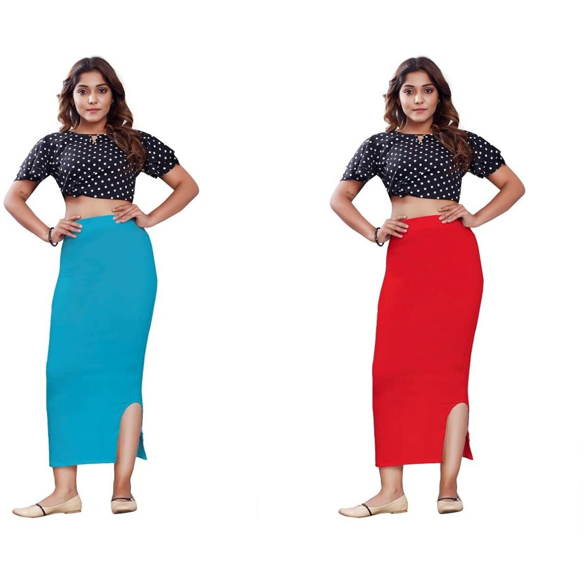 KASHIKAY Microfiber Saree Shapewear,Petticoat,Skirts for Women, Cotton Blended Shape Wear for Saree (XL, FIROZI & RED)