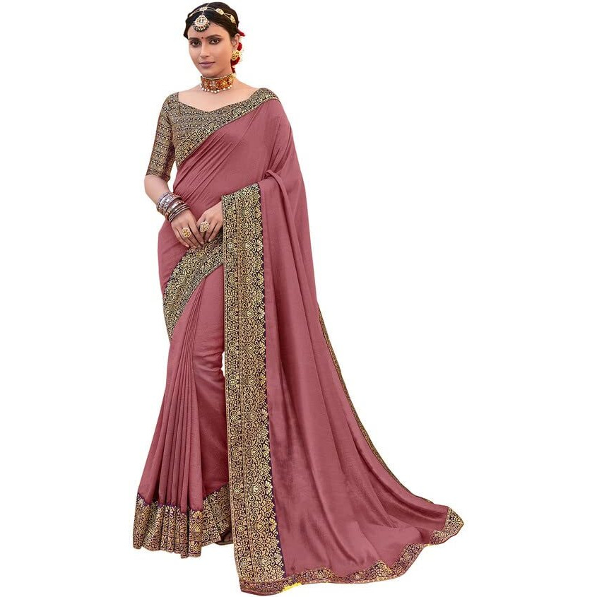 Satrani Womens Knit Silk Blend Saree (2644S124N_Light Pink)