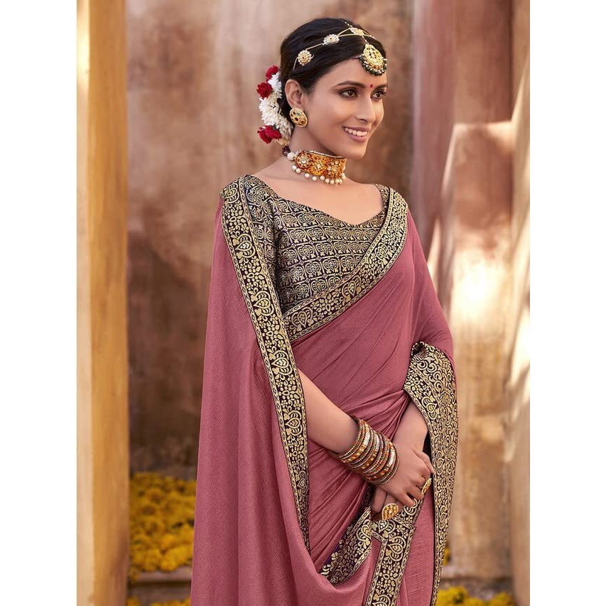 Satrani Womens Knit Silk Blend Saree (2644S124N_Light Pink)