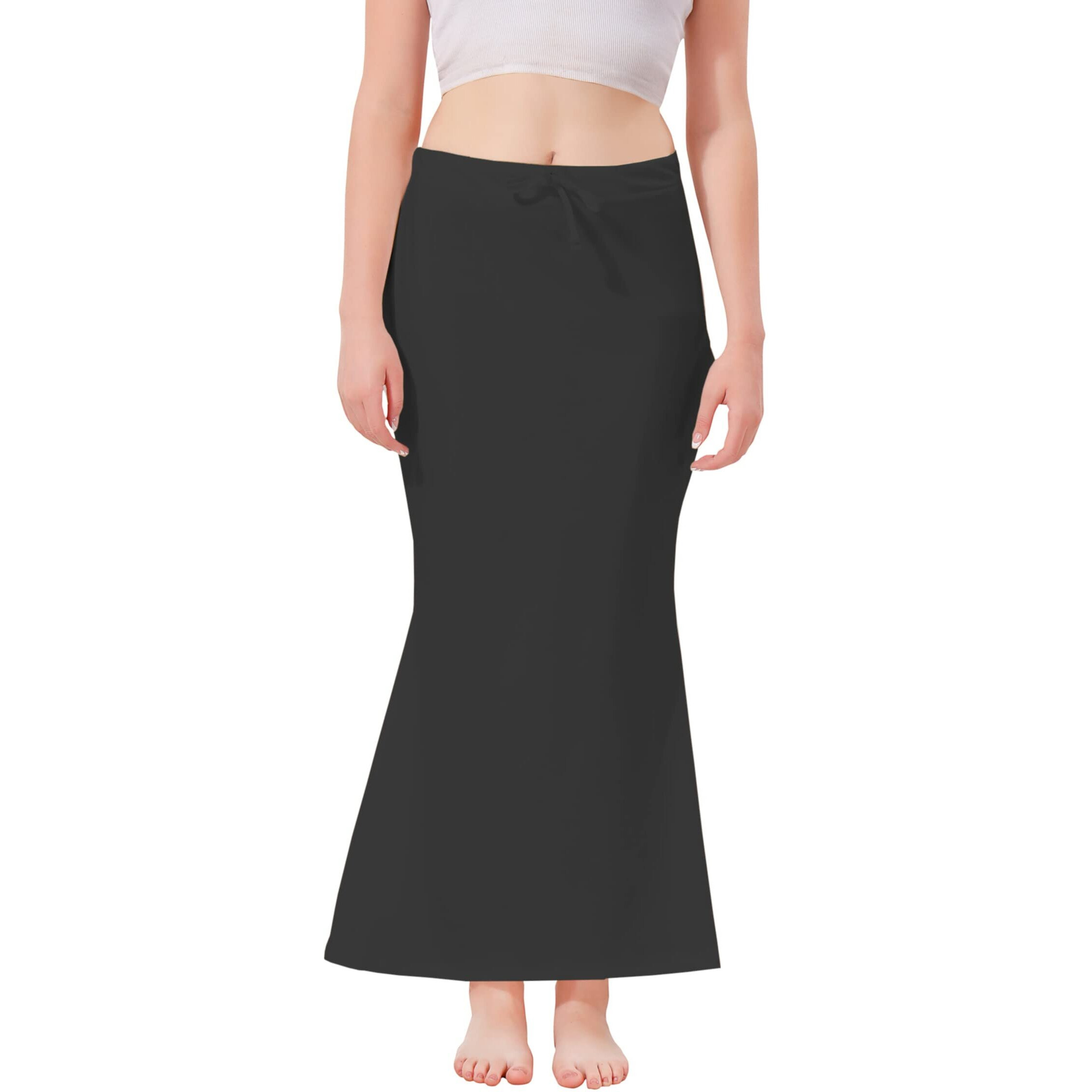 XOYA Lycra Blended Saree Shapewear for WomenFishcut Fit Shapewear Petticoat for Women Saree - Black M