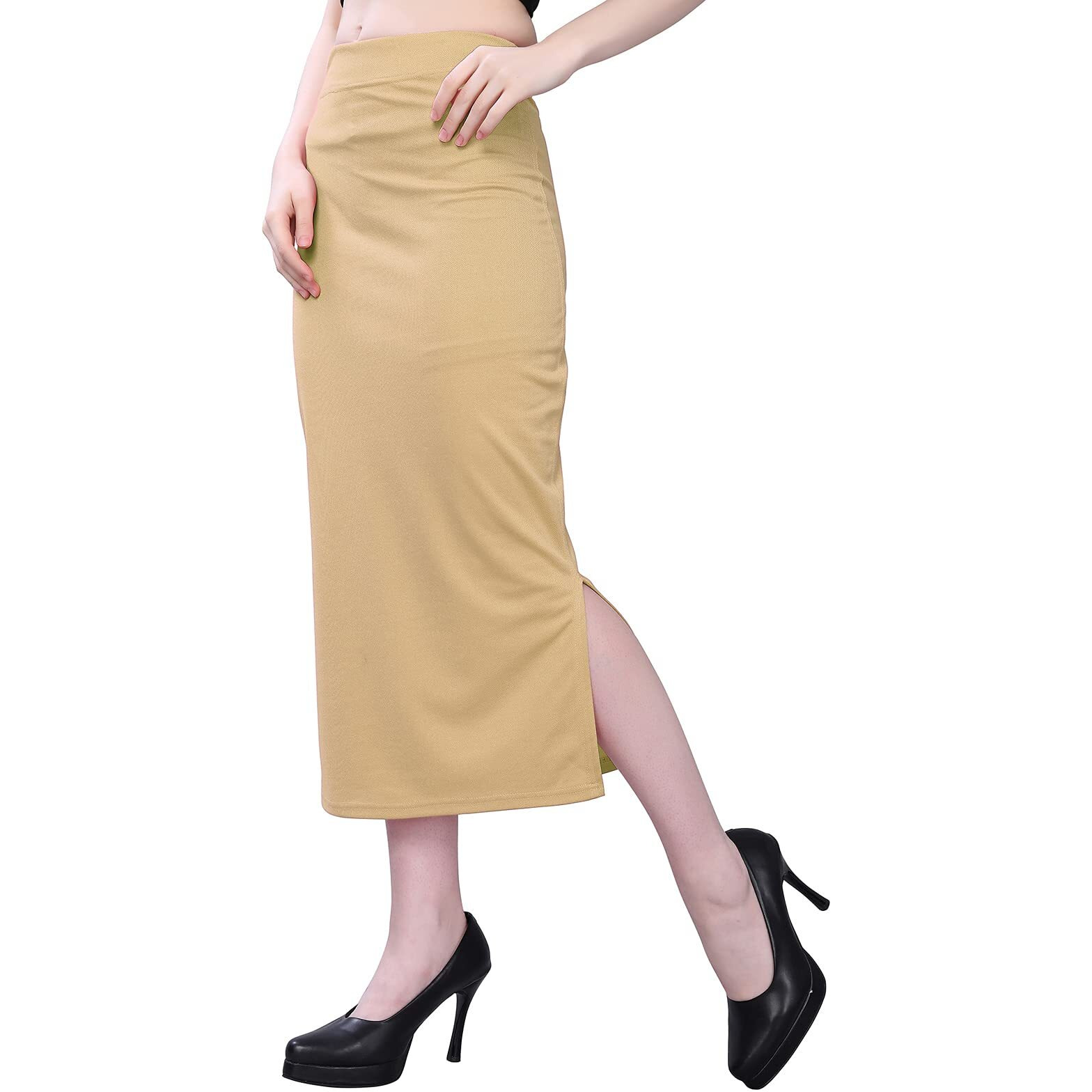 Selvia Womens Lycra Full Elastic Saree Shapewear Patticoat(180TK123N-XXL_Cream)