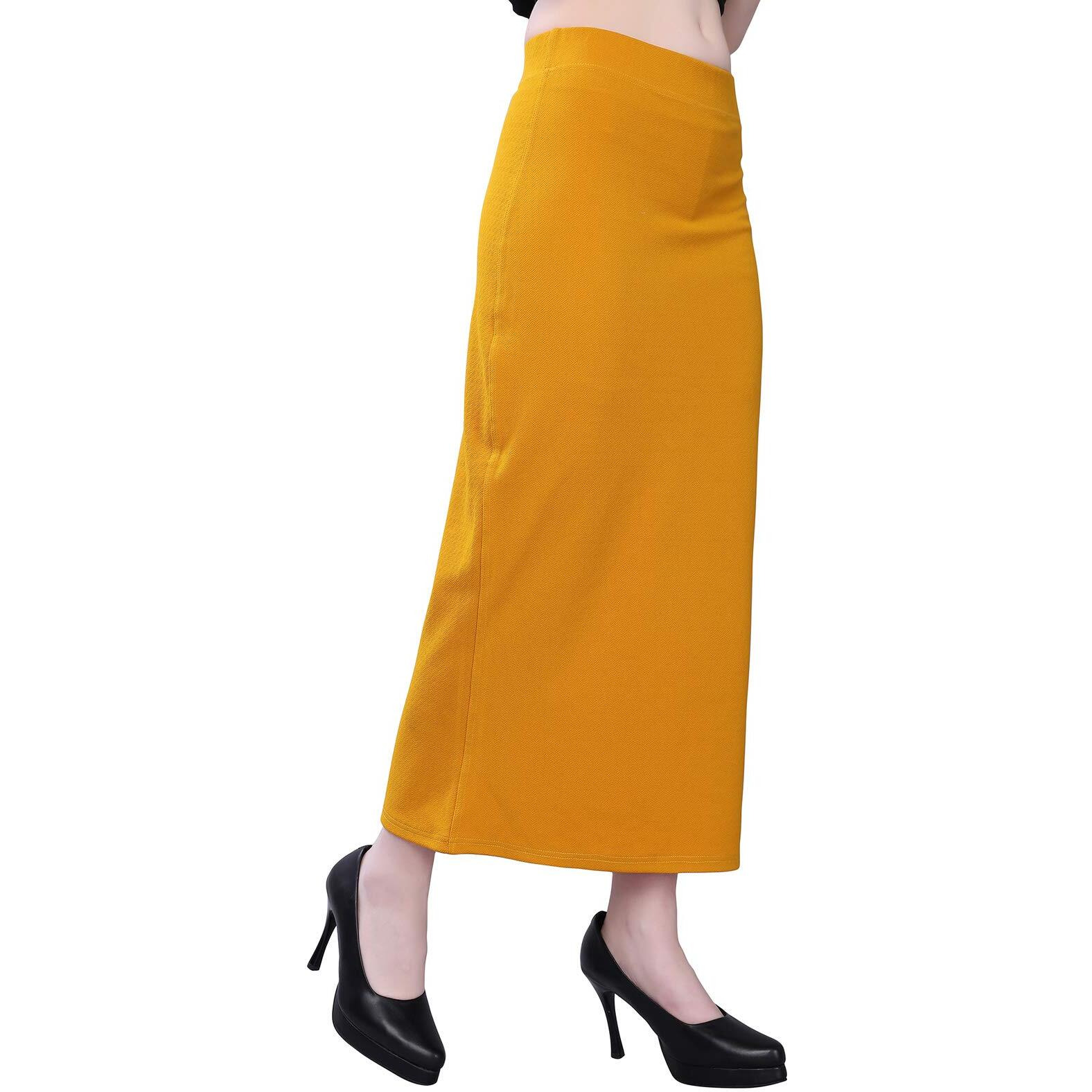 Selvia Womens Lycra Full Elastic Saree Shapewear Patticoat (180TKN113-S_Mustard Yellow)