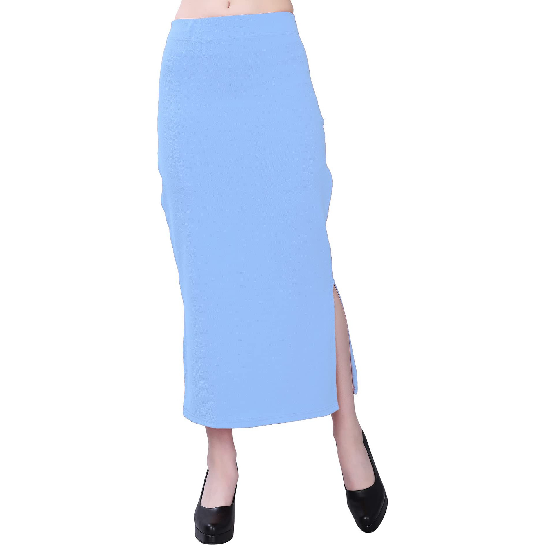 Selvia Womens Lycra Full Elastic Saree Shapewear Petticoat Combo Pack of 2 (292TKN131-S_292TKN132-S_Light Blue||Peach)