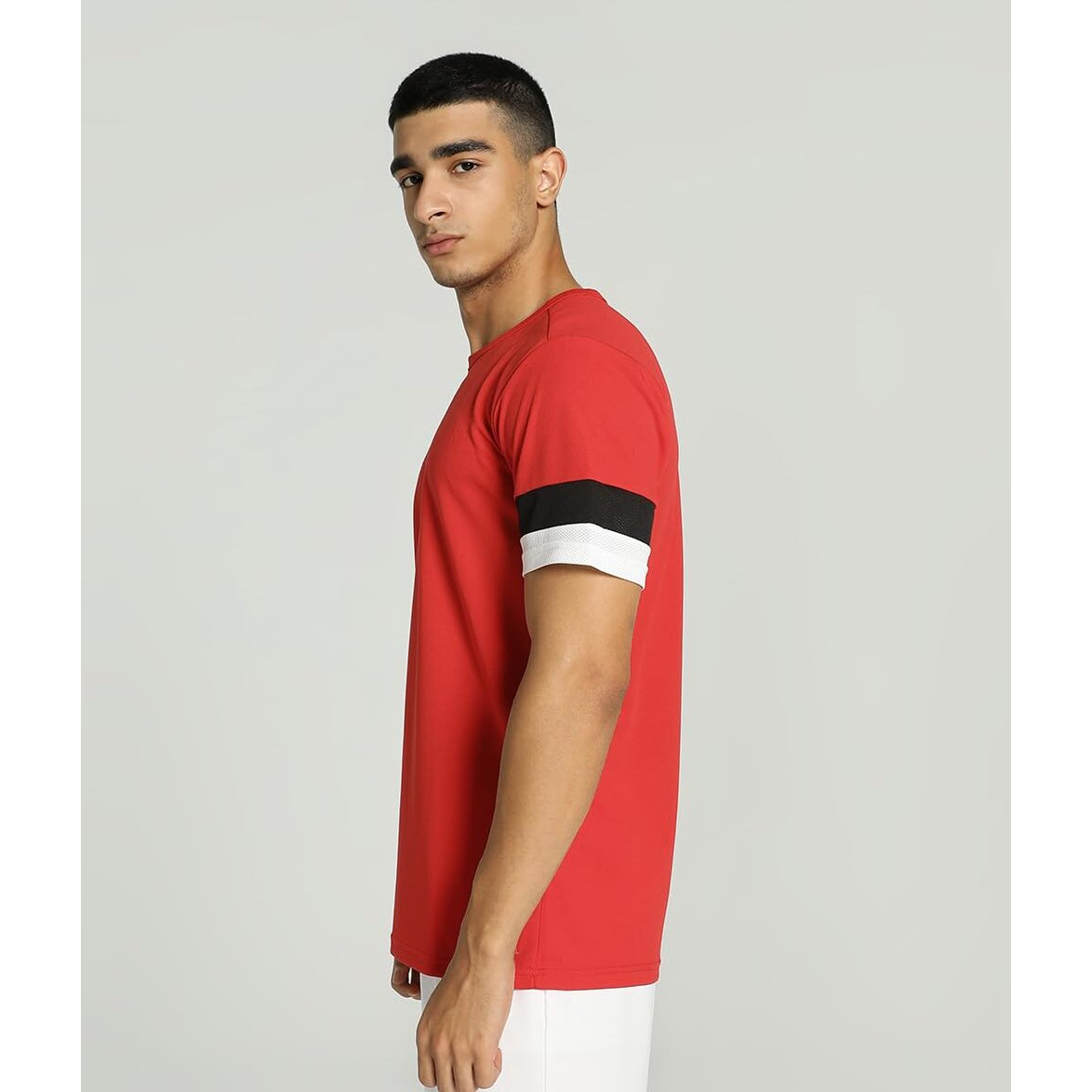 Puma Mens Color Block Regular Fit T-Shirt (704932_Red-Black-White