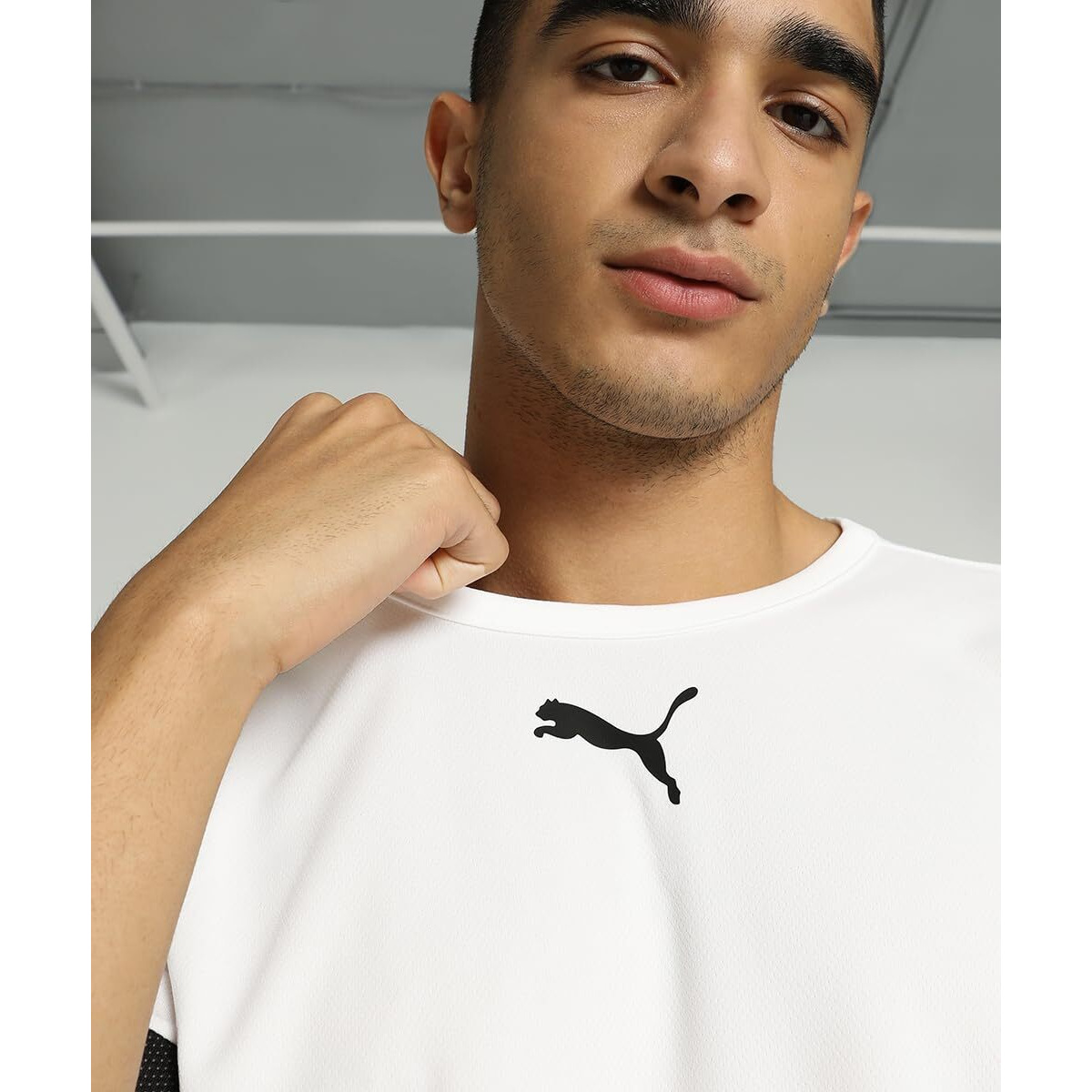 Puma Mens Color Block Regular Fit T-Shirt (704932 Black-White