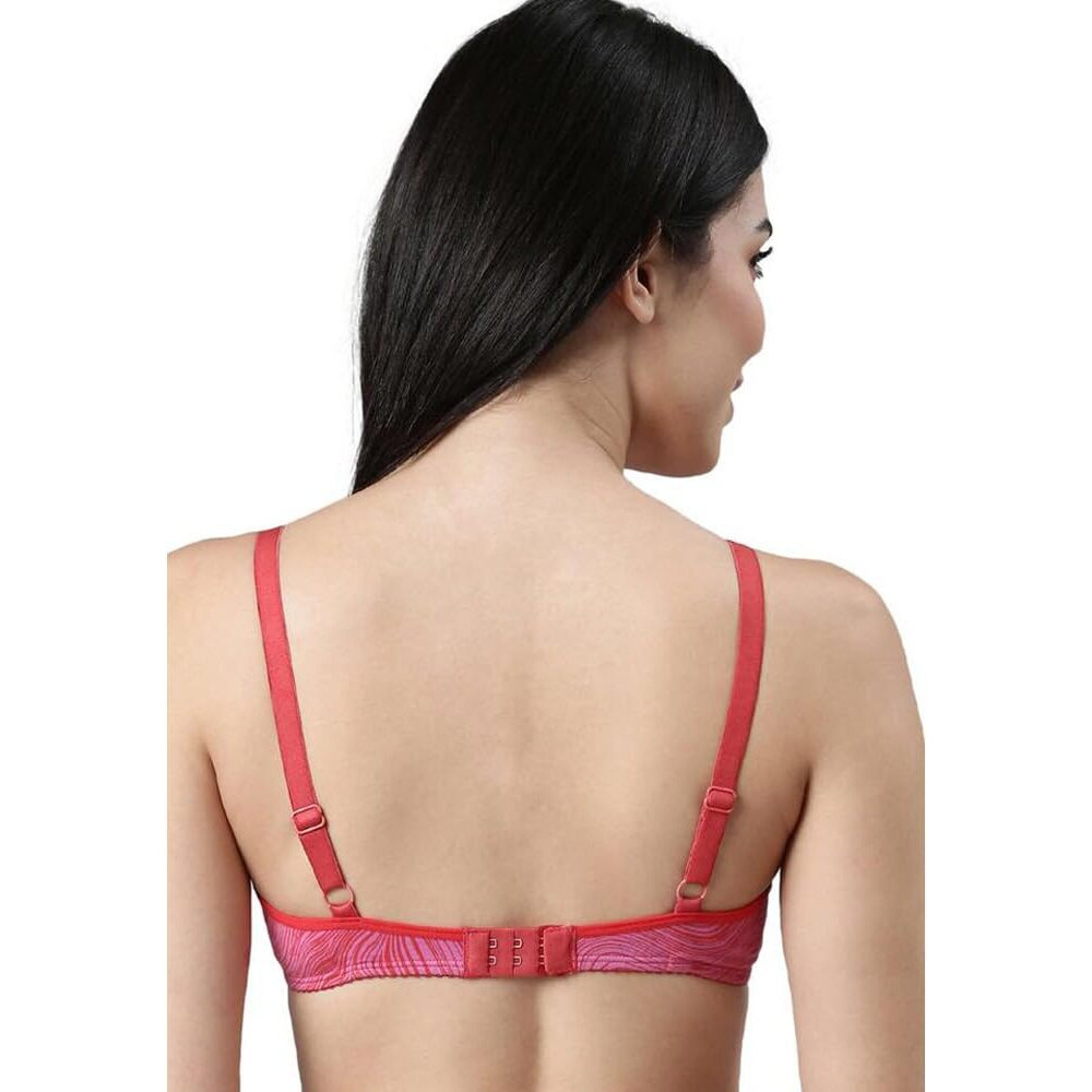 Enamor Womens Cotton Wire Free Casual T-Shirt Bra (A039_Red Swrill Print