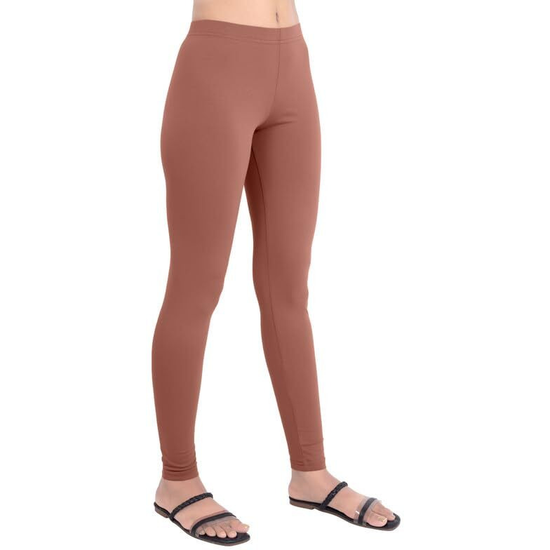 ONE SKY Women Leggings Cotton & Spandex FabricLong Length Breathable Women Wear Versatile Tights for Girls Elastic Waistband Easy to Care Slacks for Kurti Comfort Lady Leggings