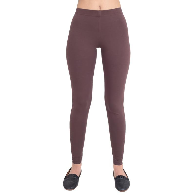 ONE SKY Women Leggings Cotton & Spandex FabricLong Length Breathable Women Wear Versatile Tights for Girls Elastic Waistband Easy to Care Slacks for Kurti Comfort Lady Leggings Dark Brown