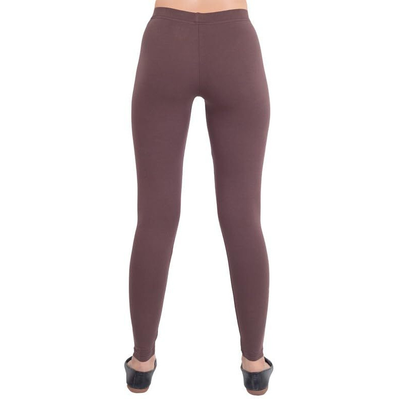 ONE SKY Women Leggings Cotton & Spandex FabricLong Length Breathable Women Wear Versatile Tights for Girls Elastic Waistband Easy to Care Slacks for Kurti Comfort Lady Leggings Dark Brown
