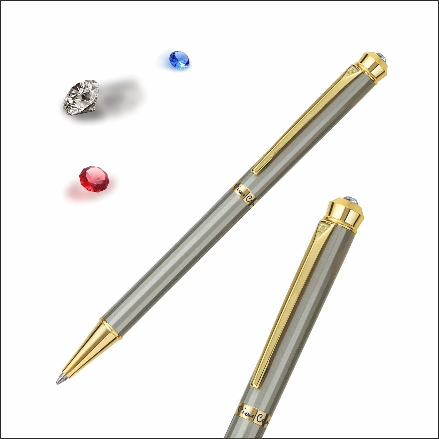 Pierre Cardin Premium Jewel Titanium Finish Ball Pen | Ideal For Rakhi & Festive Gifting | Blue Ink