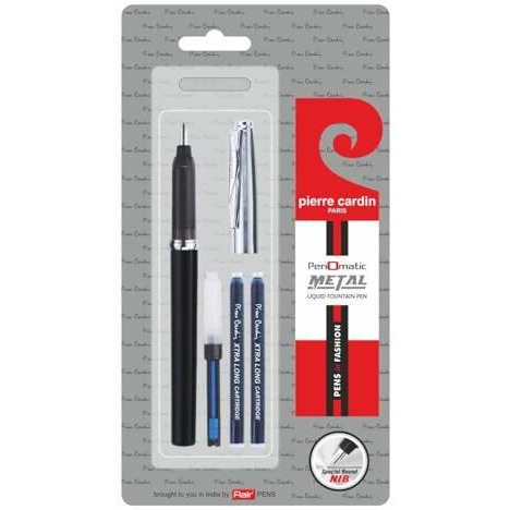 Pierre Cardin Premium Penomatic Fountain Pen With Free Coverter & Cartridges | Ideal For Rakhi & Festive Gifting | Blue Ink