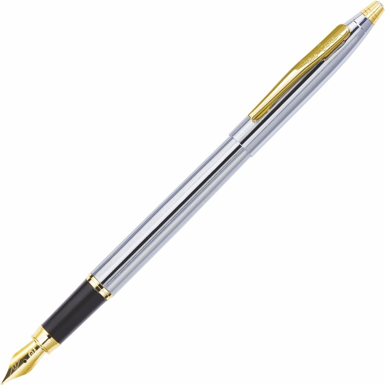 Pierre Cardin Premium Kriss White & Gold Finish Fountain Pen | Free Ink converter and Cartridges | Ideal For Rakhi & Festive Gifting | Blue Ink