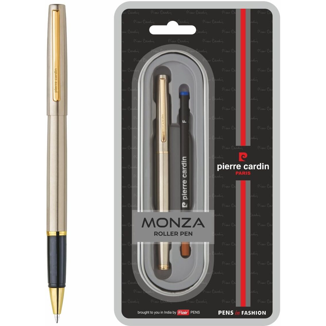 Pierre Cardin Premium Monza Titanium Finish Roller Ball Pen | Ideal For Rakhi & Festive Gifting | Blue Ink